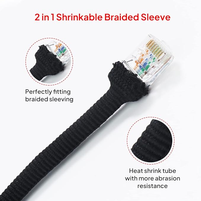 Sonoreboom 2 in 1 Heat Shrink Braided Sleeving Fabric Tubing-Ideal fit