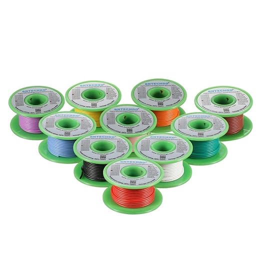 BNTECHGO 22 Gauge Silicone Wire Kit 10 Color Each 50 ft Flexible 22 AWG