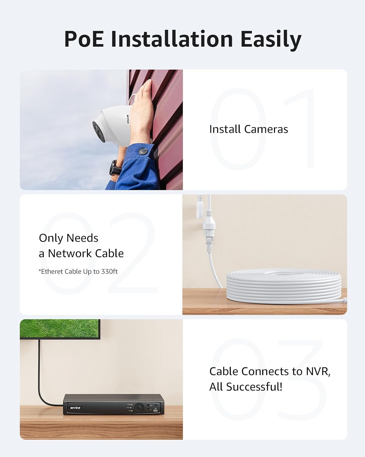 ANNKE 8CH 4K PoE Security Camera System, Color Night Vision, 2TB HDD