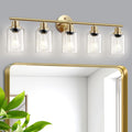 Guliaofo 5-Light Bathroom Vanity Lights, E26 Modern Brushed Gold Bathroom Light