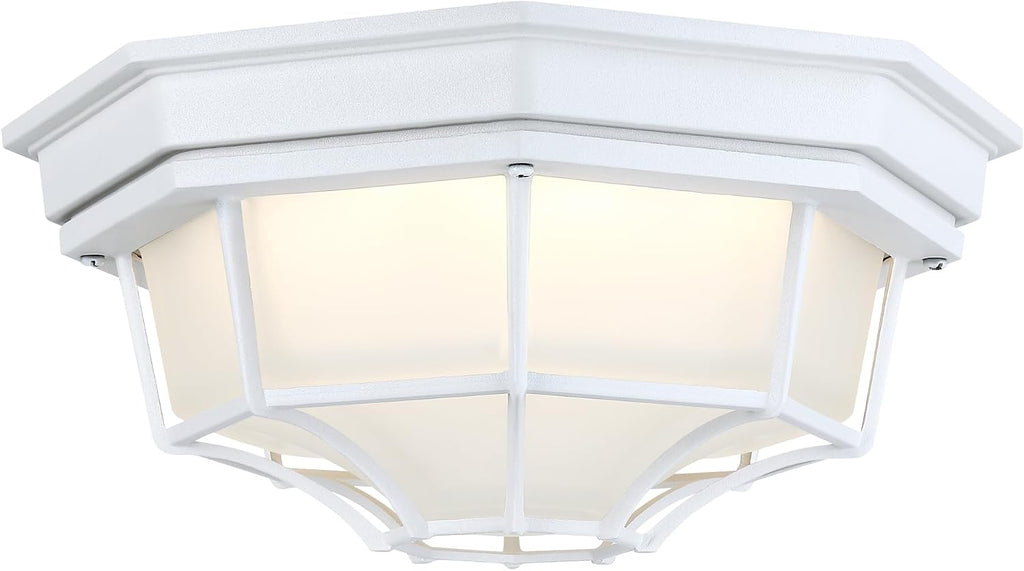 10.5” White LED Close to Ceiling Light for Basement Garage Light Octagonal White Mid-Century Modern Overhead Lights LED 2700K 3000K 3500K 4000K 5000K 10.5in Spider Web Lamp 17W,120V,850Lm-1050Lm