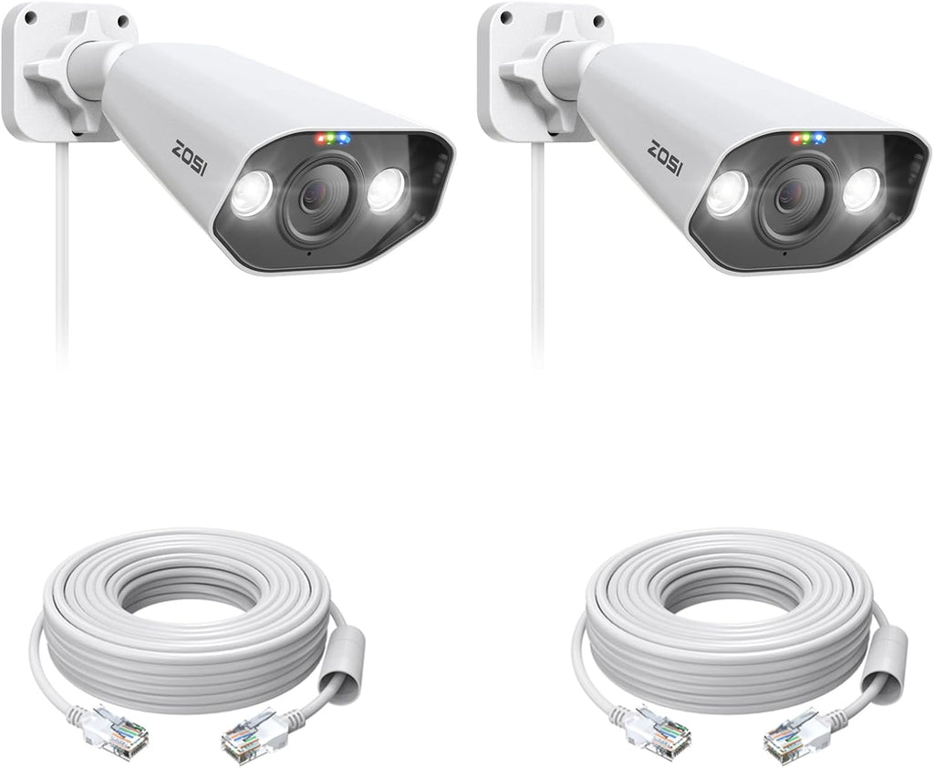 ZOSI 2 Pack 5MP PoE Security Cameras with Smart AI Person Vehicle Detection