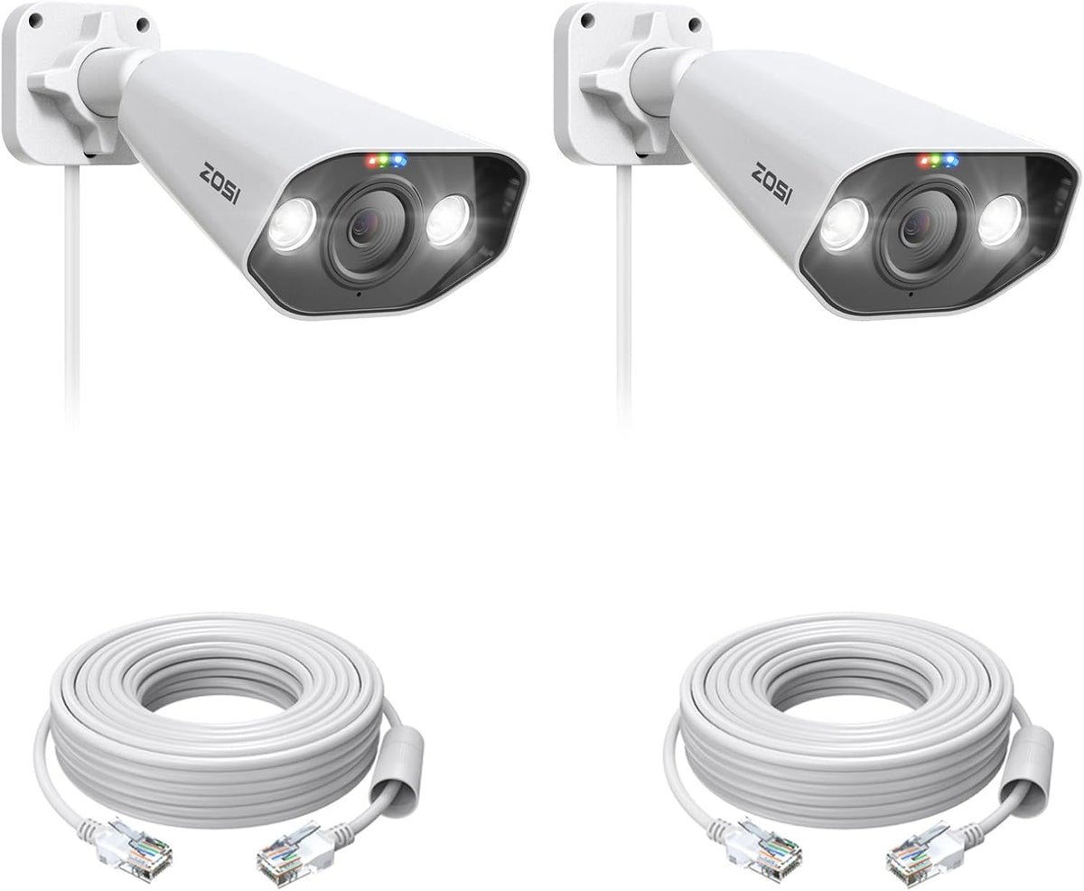 ZOSI 2 Pack 5MP PoE Security Cameras with Smart AI Person Vehicle Detection