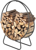 VINGLI 24 Inch Firewood Rack Indoor/Outdoor Log Hoop, Steel Log Holder, Heavy Duty Wood Storage Rack Fireplace Pit Circle Design, Black