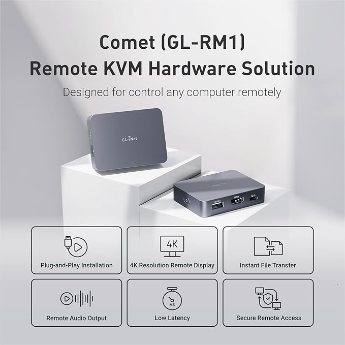 GL.iNet Comet Remote KVM Over Internet, 4K@30Hz Tailscale Support, Remote