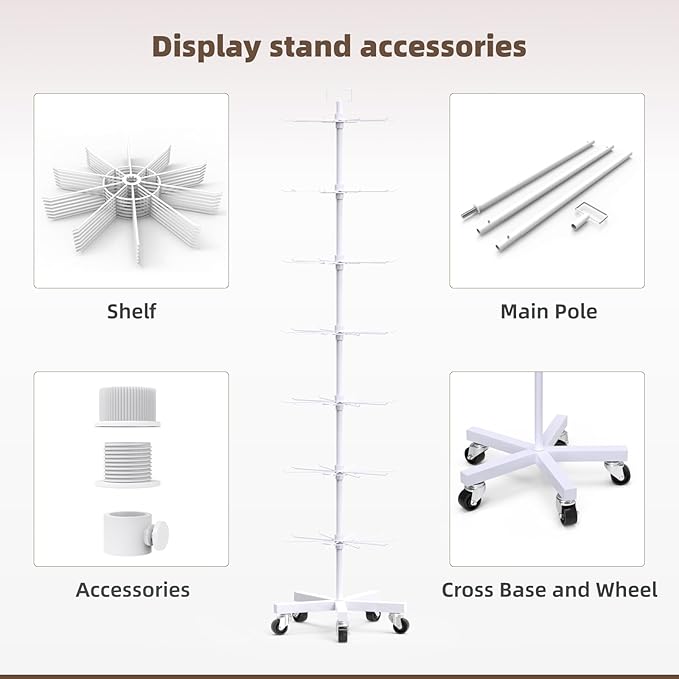 YEOOE Upgraded Retail Display Stand 7 Tier Spinning Display Stand, Movable Shop