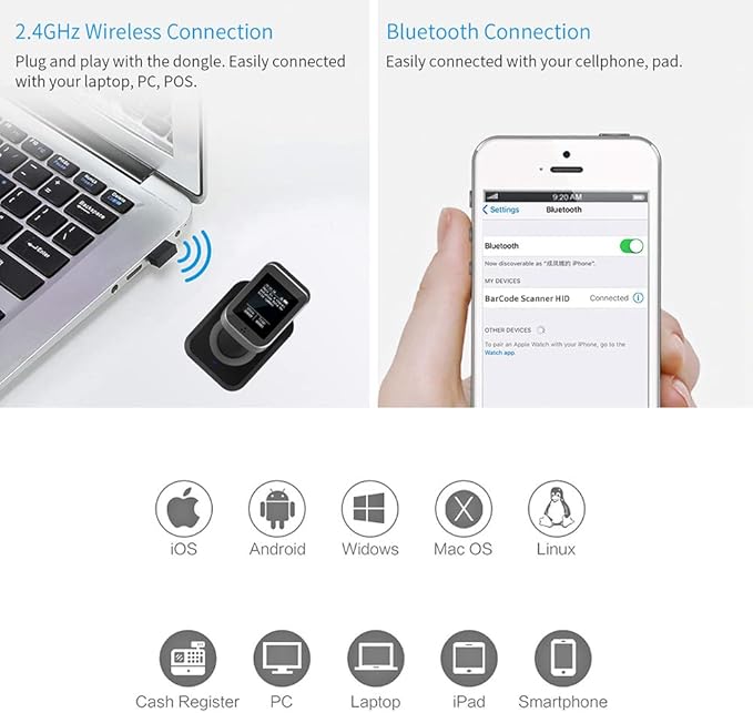 Symcode 2D QR Bluetooth Barcode Scanner