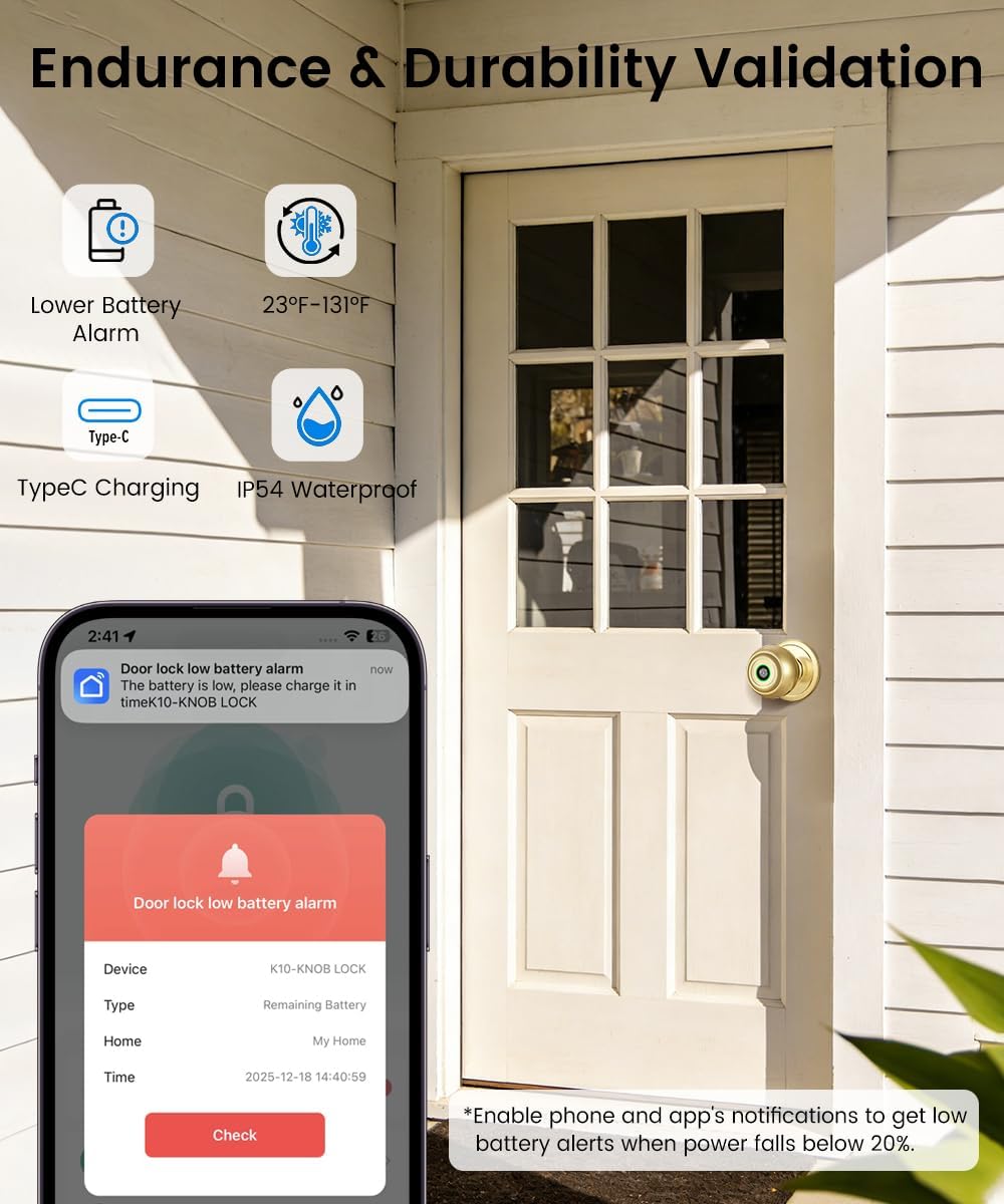 smart door knob with lock,keyless entry fingerprint door, close-up detail