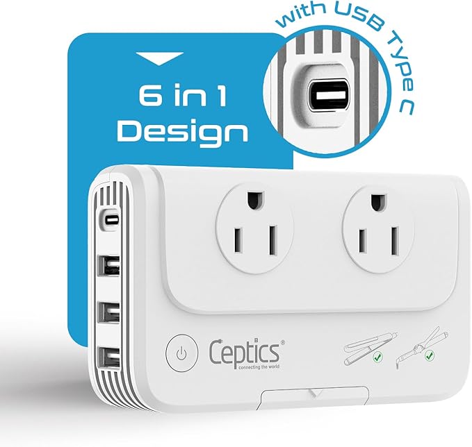 Ceptics European Travel Voltage Converter, 200W Adapter
