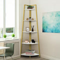 CAPHAUS Tall Corner Shelf Stand, 5-Tier Display Shelves, Ladder Corner Wood