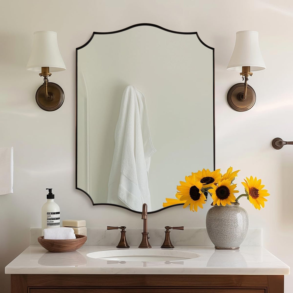 ANDY STAR Scalloped Bathroom Mirror, Antique Bronze Decorative Bathroom Mirrors