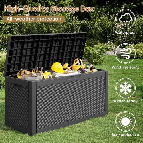 Outdoor Storage Box Waterproof, 80 Gallon Deck Box for Patio Storage