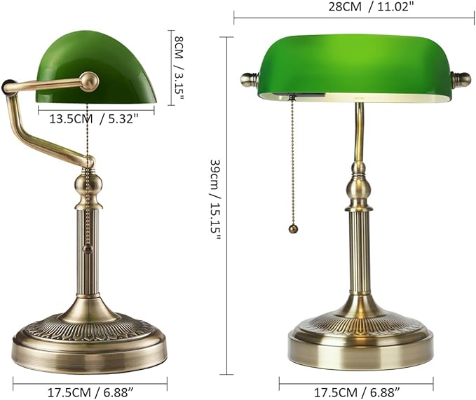 Newrays Glass Bankers Desk Lamp