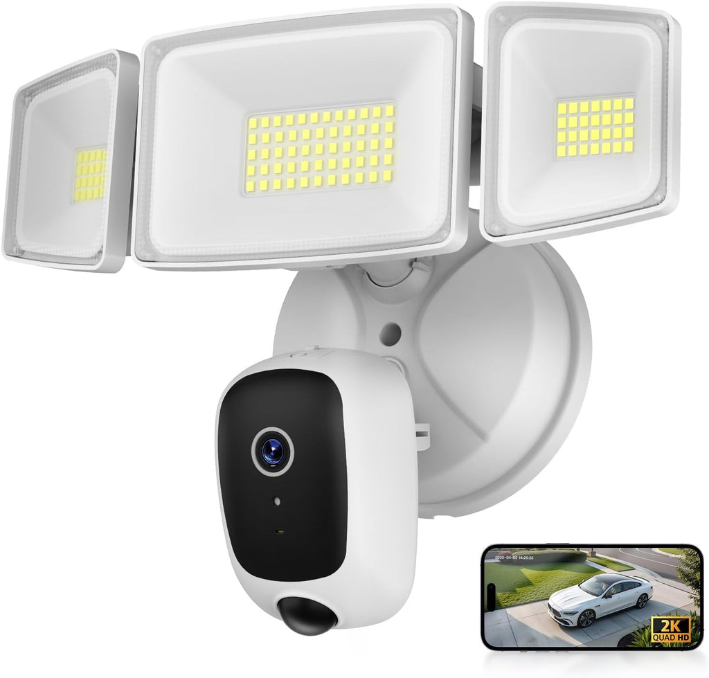 Onforu Hardwired Floodlight Camera Outdoor, Flood Light Security Cam White