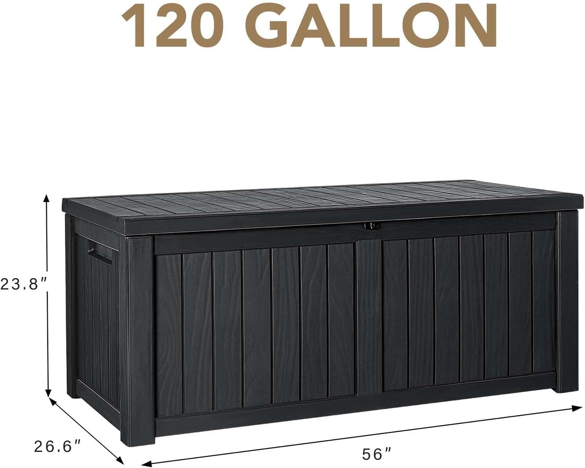 devoko 120 gallon resin deck box waterproof indoor shown in use