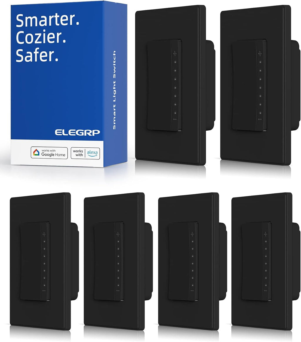 ELEGRP Smart Dimmer Light Switch DPR10, 2.4GHz Wi-Fi Dimmer Switch Compatible (6 Pack)