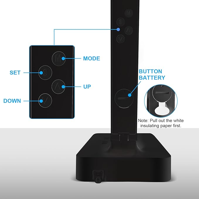 snsok Smart Desk Lamp with Dual USB Charging & 2 AC Outlets, Digital Clock