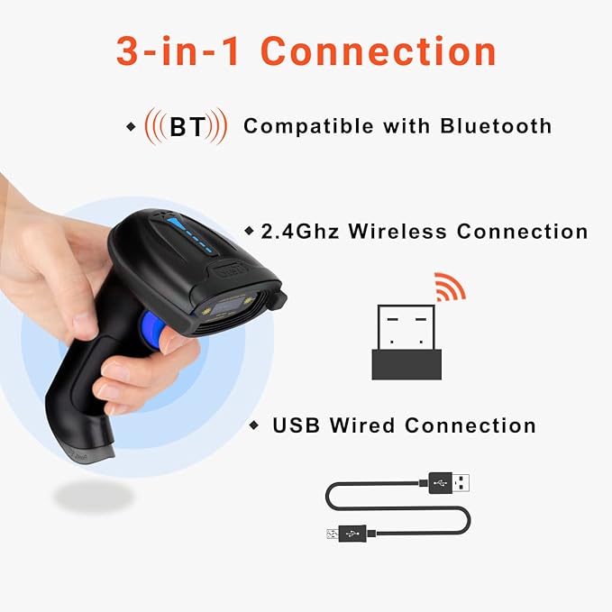 Tera Pro 1D Wireless Barcode Scanner 3 in 1 Bluetooth & 2.4G Wireless & USB