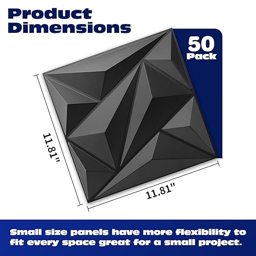 Art3dwallpanels 50 Pack 3D Wall Panel Diamond