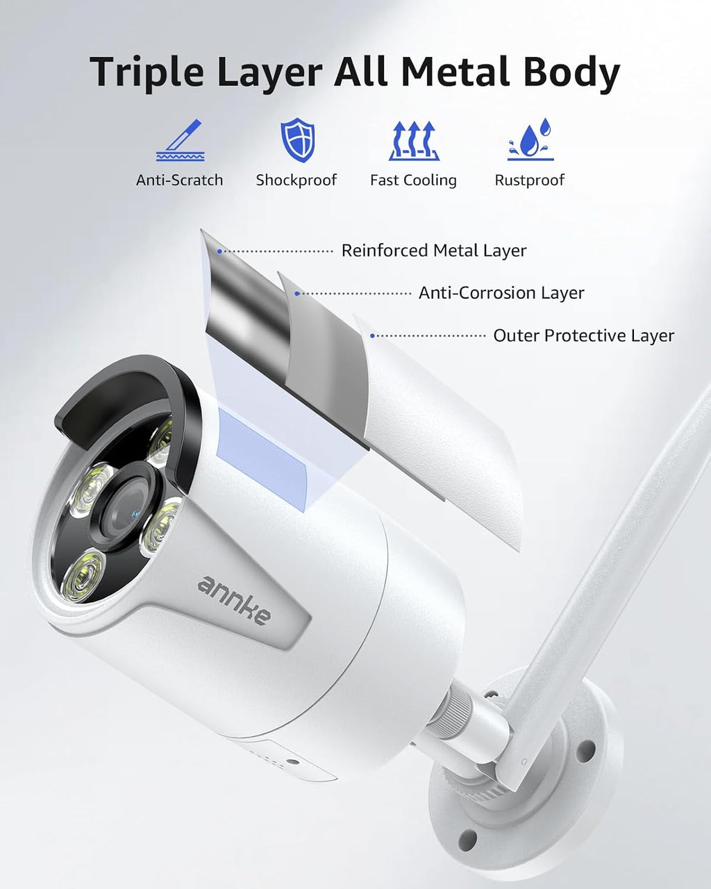 annke 2-pack indoor/outdoor 8mp bullet wireless security camera, front angle view