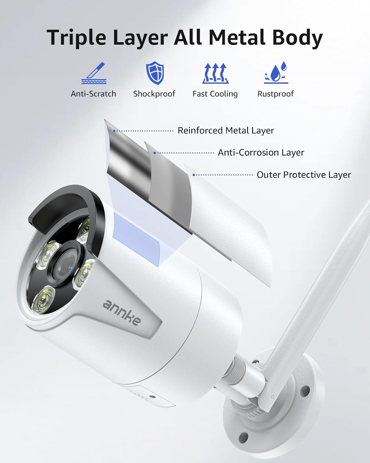 annke 2-pack indoor/outdoor 8mp bullet wireless security camera, front angle view