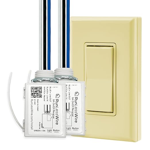 RunLessWire 2 Fixture Battery-Free DIY Kinetic Wireless Light Switch Kit 150ft