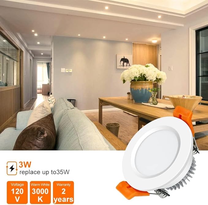 inShareplus 2 Inch LED Recessed Lighting, Downlight Dimmable 3W, 3000K Warm (10 Pack)
