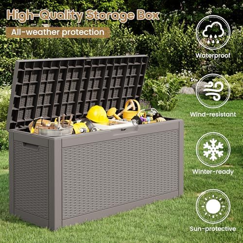 Outdoor Storage Box Waterproof, 80 Gallon Deck Box for Patio Storage