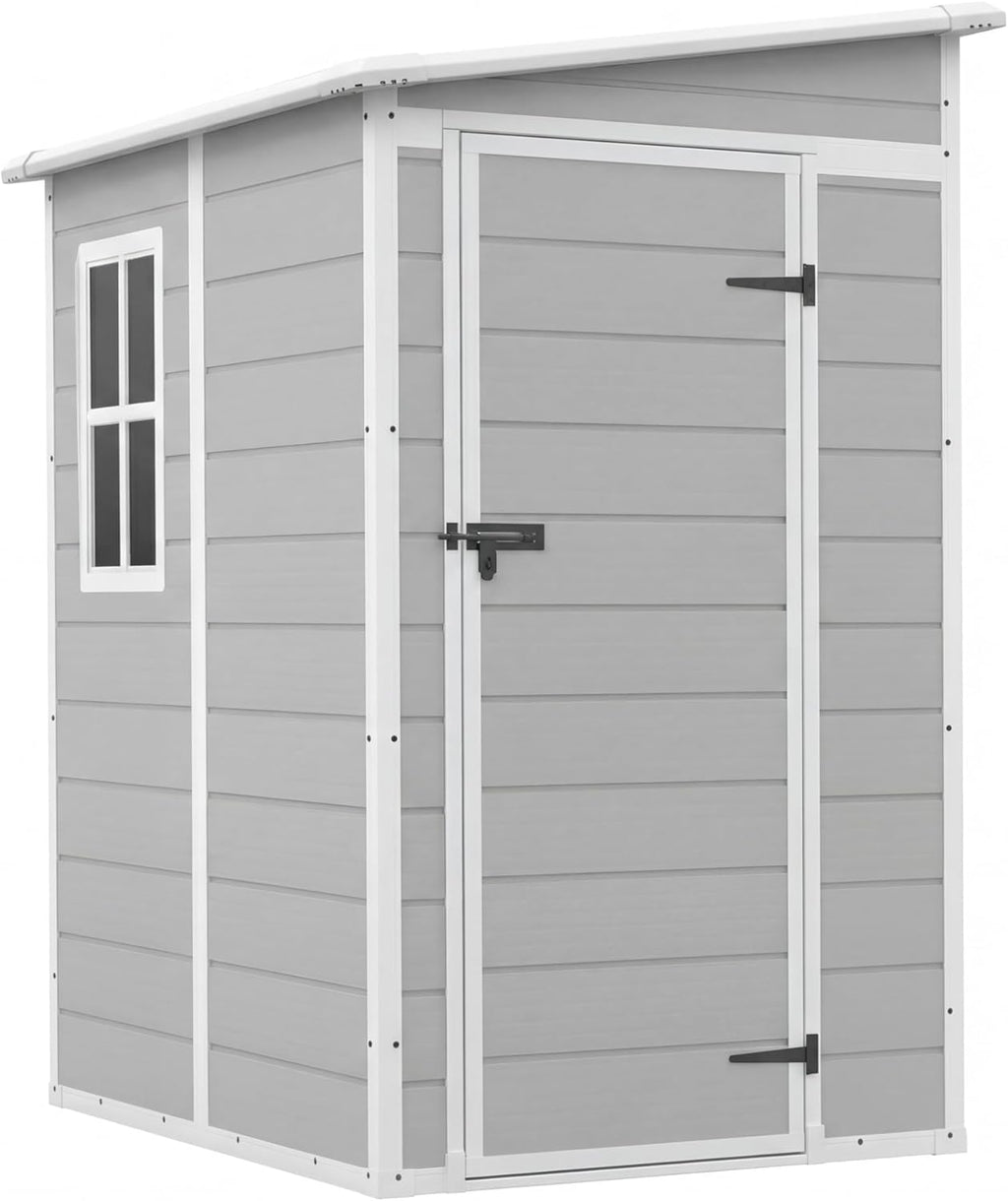 devoko 5 x 4 ft plastic outdoor storage showing dimensions