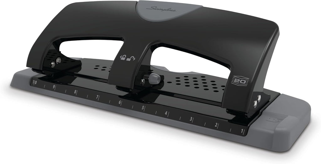 Swingline 3 Hole Punch, 20 Sheet Capacity Three Hole Puncher 3 Ring, Paper Punch, SmartTouch Low Effort, Black & Silver (74133) (Pack of 6)