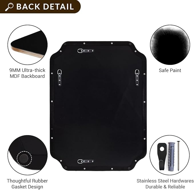 ANDY STAR 30x40 Inch Matte Black Mirror, Unique Rectangle Mirror