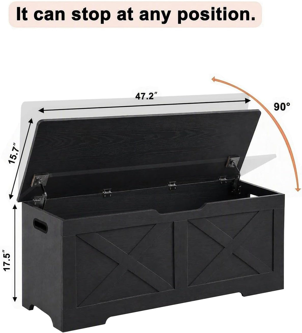 timberer 47.2" storage chest, wooden storage bench, entryway, close-up detail
