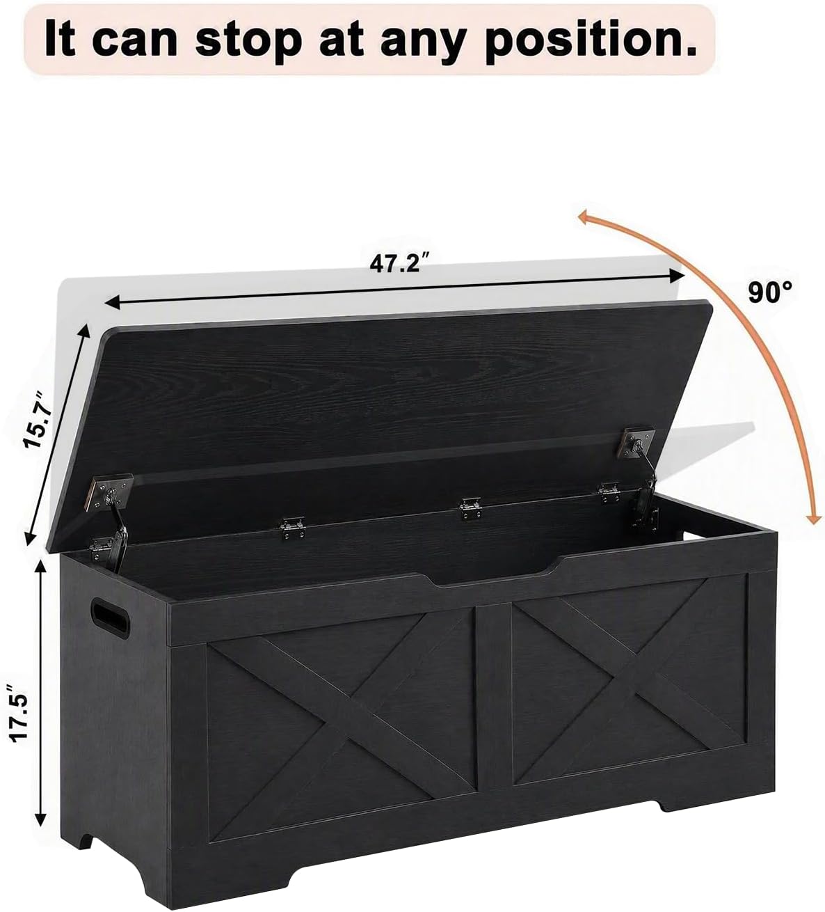 timberer 47.2" storage chest, wooden storage bench, entryway, close-up detail