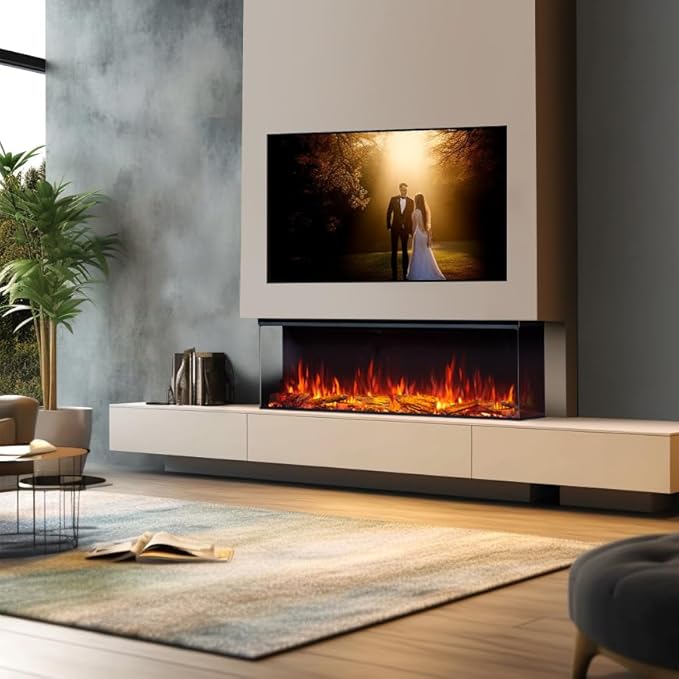 LegendFlame 51" W Smart Build in Electric Fireplace Insert, 1-2-3 Sided View