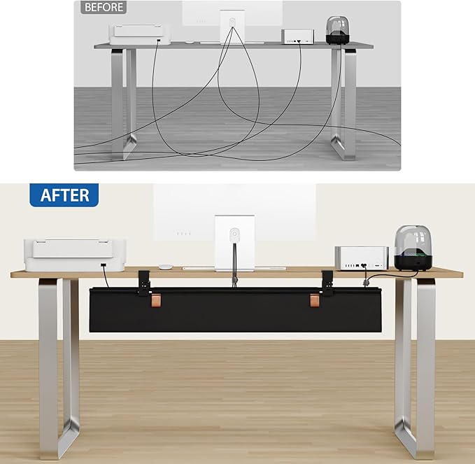 Zilink No Drill Under Desk Cable Management Tray 40" Cord Organizer