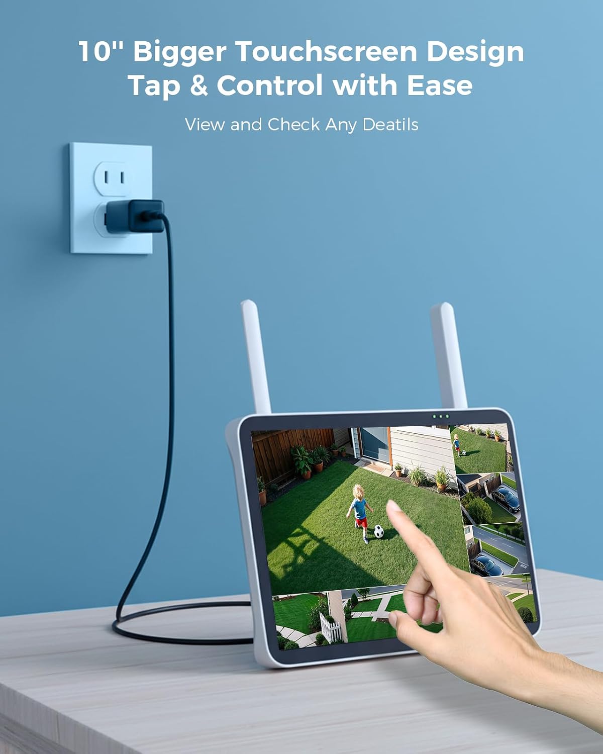 hiseeu security camera, 4mp solar security cameras wireless showing dimensions