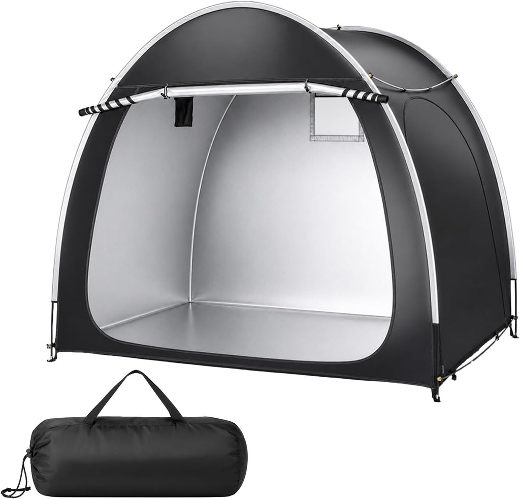 VINGLI Bike Storage Shed Tent for 4-5 Bikes, Outdoor Portable Bicycle Storage Shed with Carry Bag, Waterproof Bike Tent for Motorcycle, Garden Tools, Lawn Mower, Black