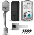 Miko i9 Keypad Door Lock with Handle Set – Fingerprint Keyless Entry Front Door Lock, Electronic Deadbolt with Lever Handle for Exterior Door, Auto-Lock, 100 Fingerprints and Codes