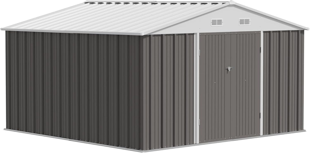 jummico 10x10 ft outdoor storage shed, grey, package contents