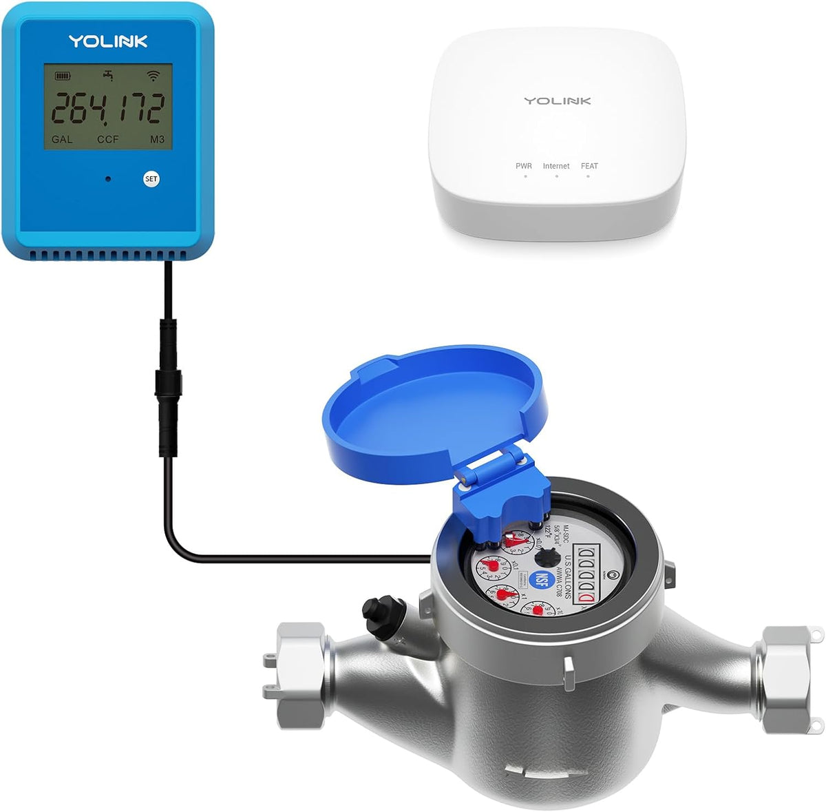 YoLink FlowSmart NSF Water Meter, Smart Water Usage Monitor and Water Leak