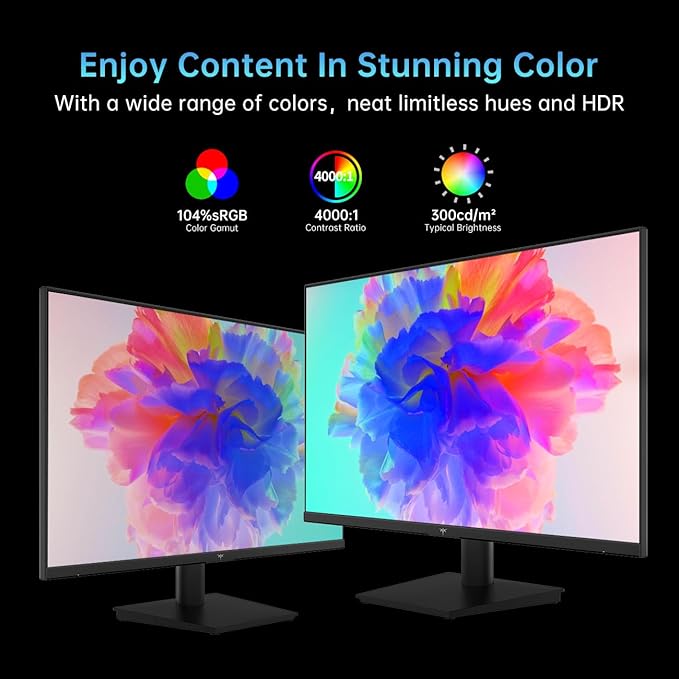 KTC 24 Inch 1080P Full HD Computer Monitor, 100Hz HDR10 Frameless Gaming Monitor