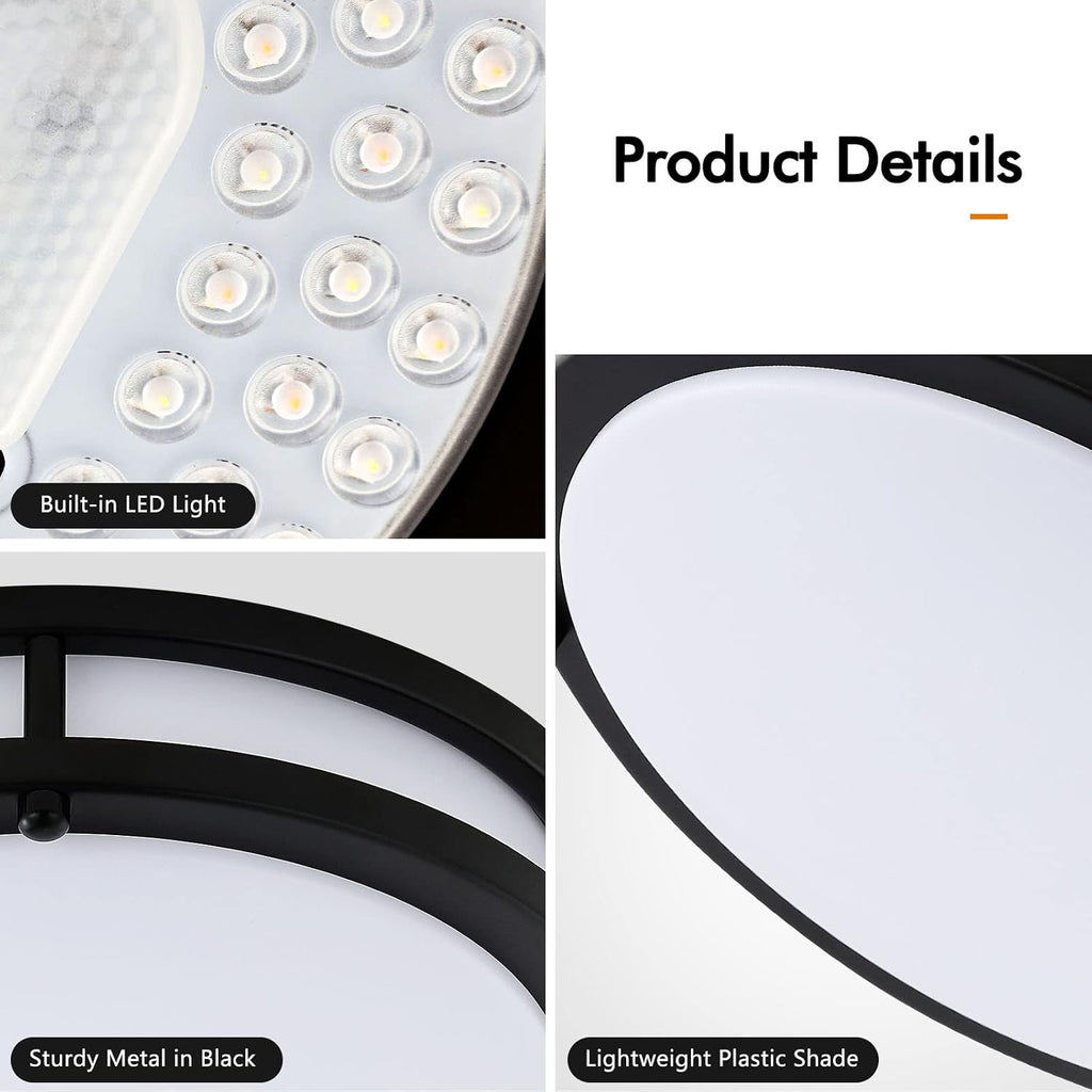 2-Pack 10Inch 30W LED Flush Mount Ceiling Light Fixtures Black, Ultra Bright 3200LM Dimmable Ceiling Lights, 5CCT 2700K 3000K 4000K 5000K 6500K, Ceiling Lamps for Kitchen Hallway Bedroom Bathroom