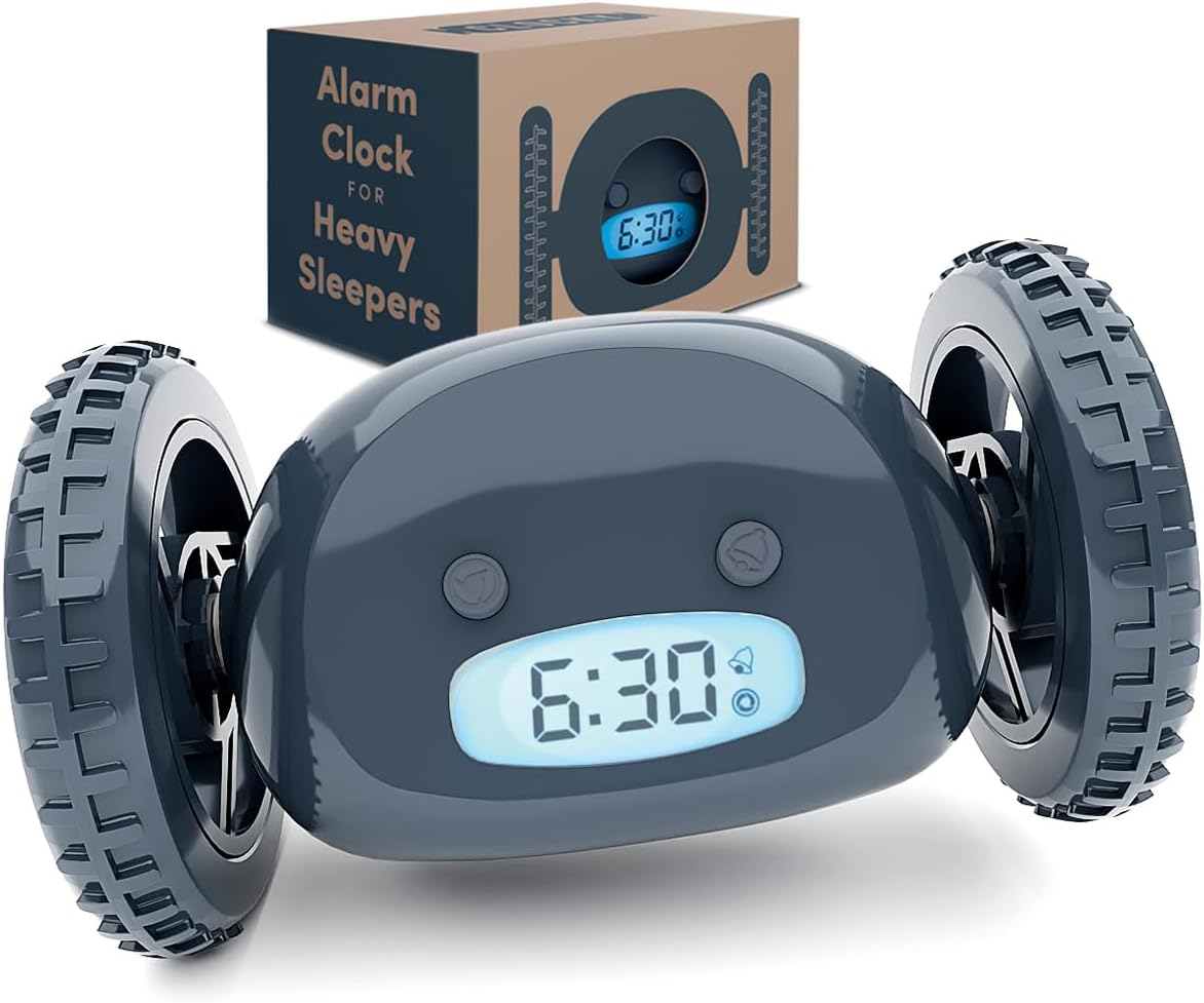 CLOCKY Extra Loud Alarm Clock for Heavy Sleepers on Wheels Rolls Runs Away
