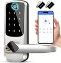 Smart Door Lock with Handle, Keyless Entry Door Locks, 8-in-1 Fingerprint