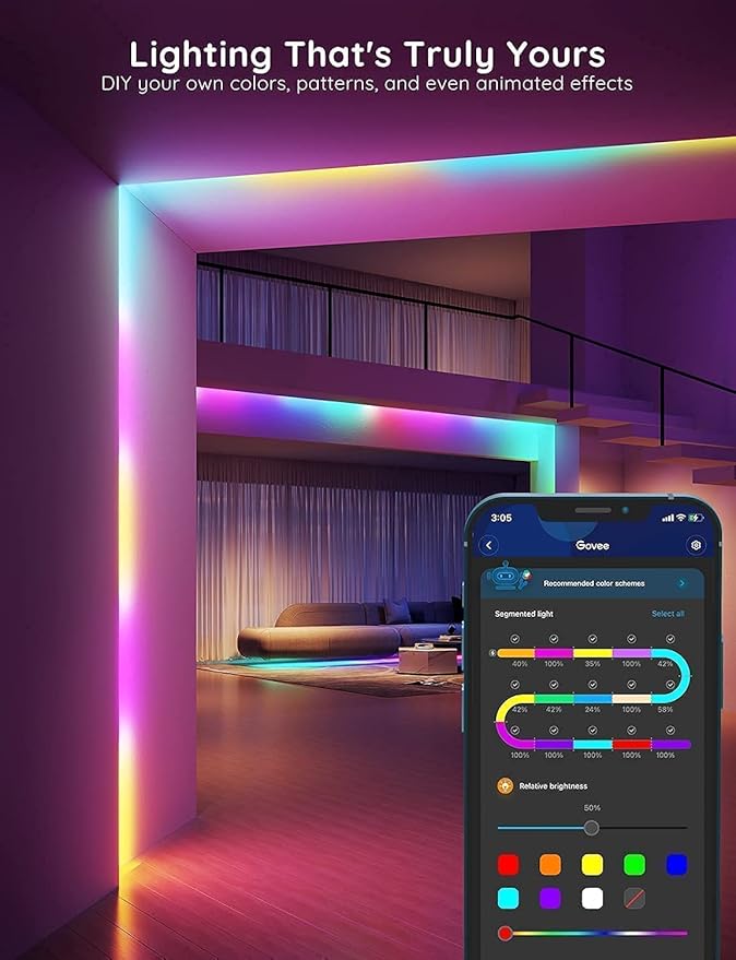 Govee 100ft RGBIC LED Strip Lights, Smart LED Lights Work