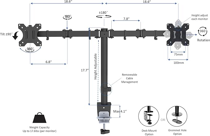 Rocelco 46" Electric Standing Desk Converter