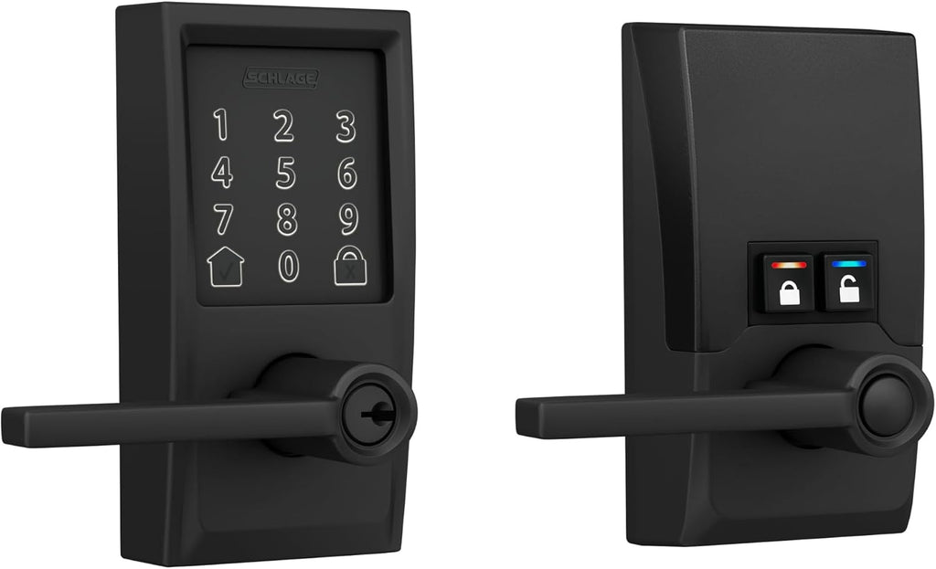 Schlage Encode Smart WiFi Lock, Lever Handle, Century Trim, Matte Black