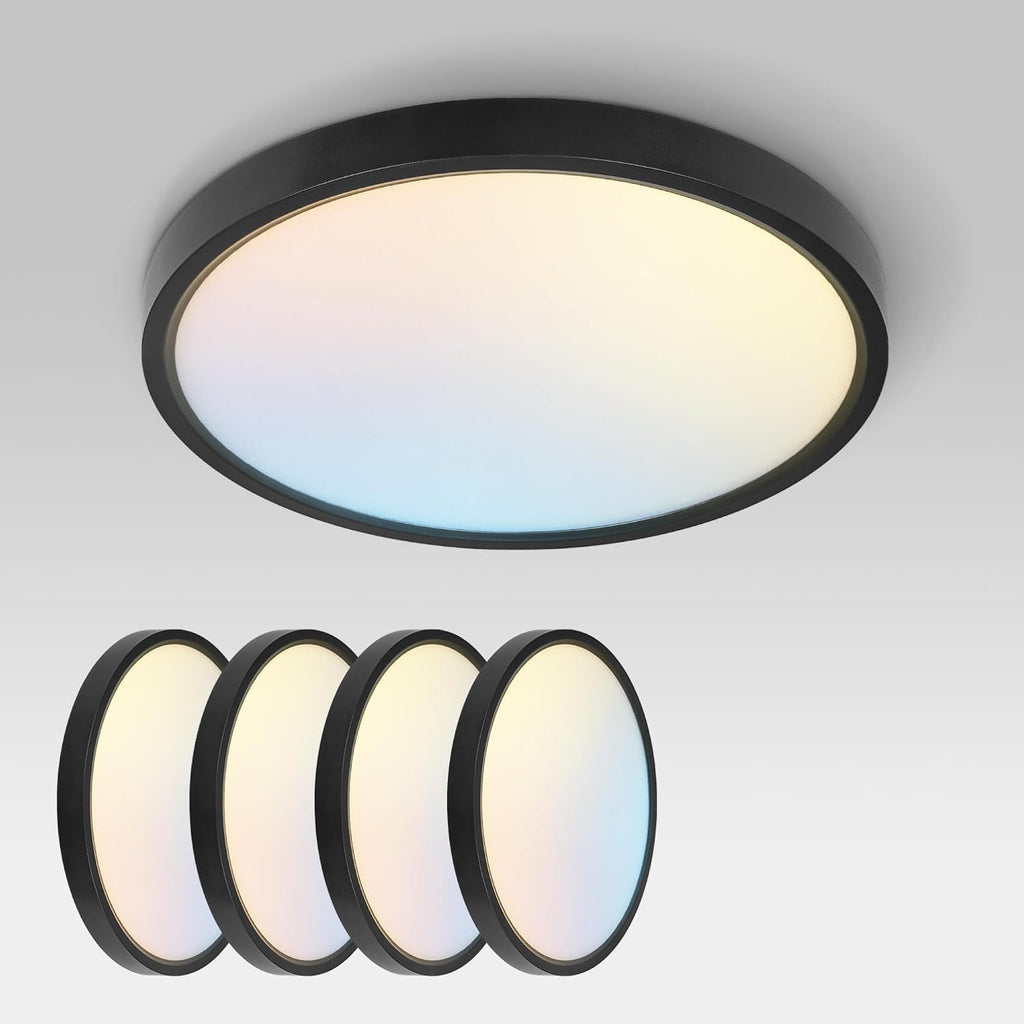 ASD LED 12" Round Flush Mount Ceiling Light Fixture, Low Profile Surface (4 Pack)