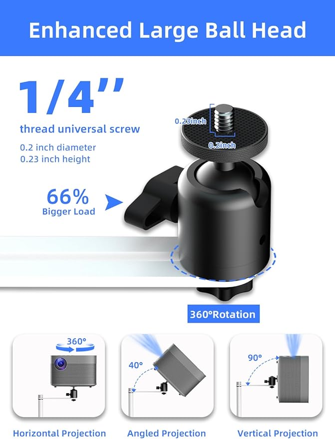 suptek Height Adjustable Projector Stand Against Wall Hidden Stand, 360°Swivel