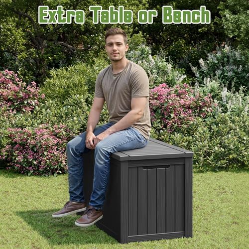 Outdoor Storage Waterproof Deck Box for Patio (150 Gallon, Black)